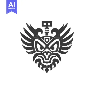 Aset premium populer: Abstract Tribal Design with Wings and a Face