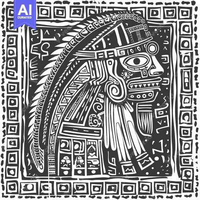 Aset premium populer: Abstract Tribal Mask with Geometric Patterns
