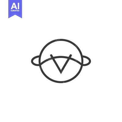 Premium design asset: Abstract V-shaped symbol within a circle and two outer semi-circles