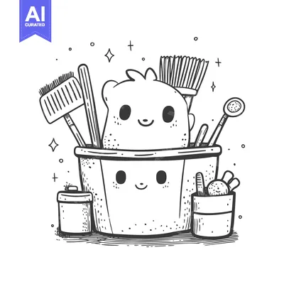 Aset premium populer: A Bucket of Cleaning Supplies with a Cute Bear Face