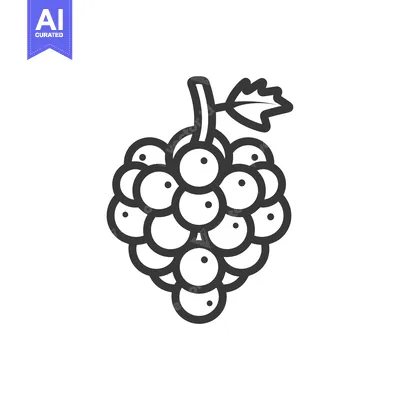 Premium design asset: A Bunch of Grapes with a Leaf and Stem