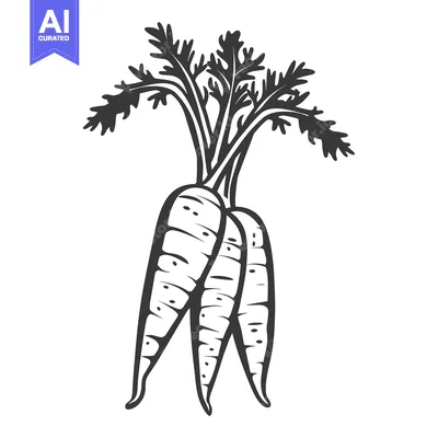 A bunch of three carrots with leaves