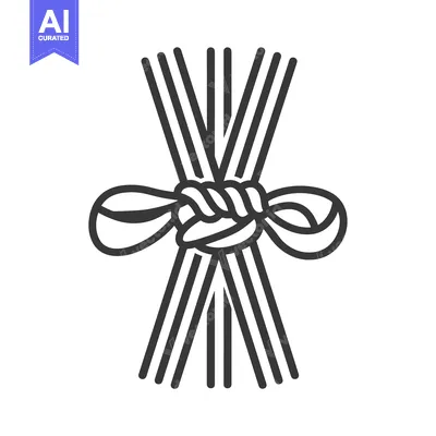 A bundle of sticks tied together with a knot