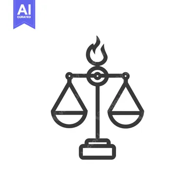 Aset desain premium: A burning flame atop a balanced scale with two empty pans