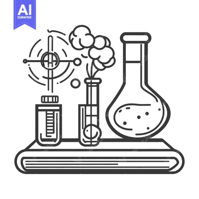 Popular premium asset: Illustrations of science experiment equipment showing chemical process