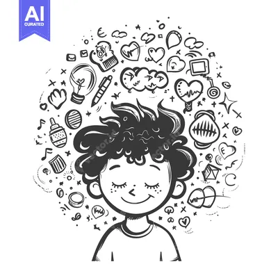 Aset premium populer: A Cartoon Boy Surrounded by Doodle Objects