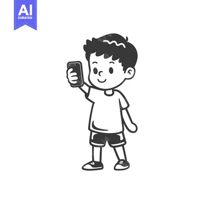 Premium design asset: A Cartoon Boy Taking a Selfie with a Smartphone