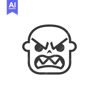 Aset premium populer: A cartoon face with an angry expression.