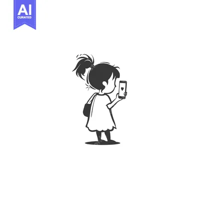 Aset premium populer: A Cartoon Girl Taking A Selfie With A Heart On Her Phone
