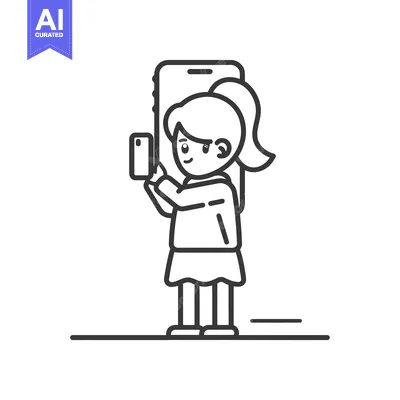 Popular premium asset: A cartoon girl taking a selfie with a smartphone