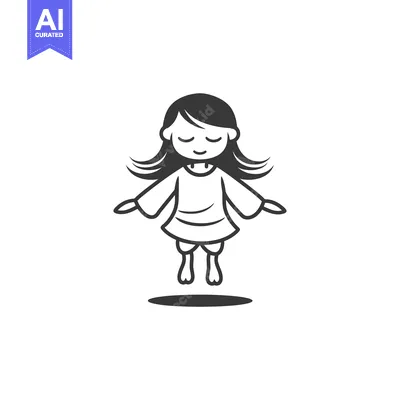 Aset premium populer: A Cartoon Girl with Closed Eyes Leaning Backwards While Floating
