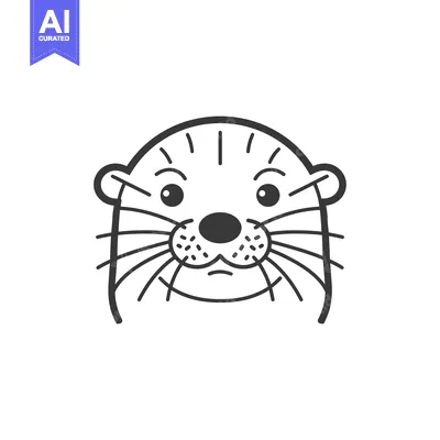 Aset premium populer: A Cartoon Illustration of an Otter's Face