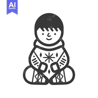 Aset premium populer: A cartoon illustration of a person wearing a snowflake patterned sweat