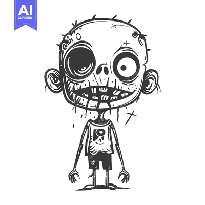 A Cartoon Illustration of a Zombie Child