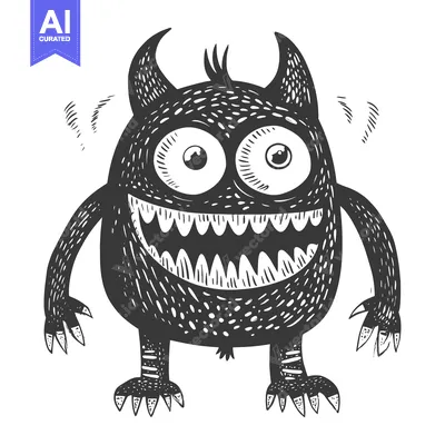 A Cartoon Monster with Big Eyes and Claws Smiling