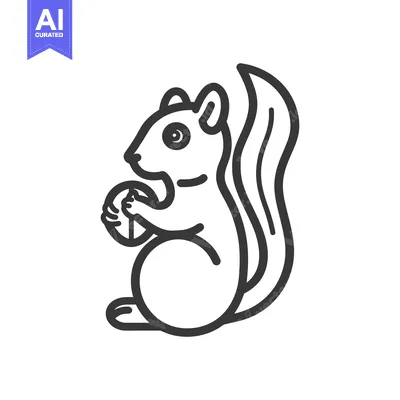 Popular premium asset: A cartoon outline of a squirrel holding a nut
