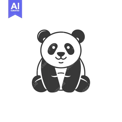 Aset premium populer: A cartoon panda bear with black and white fur sitting on its haunches