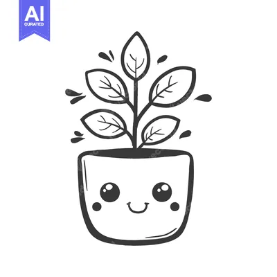 A Cartoon Plant with a Smiling Face in a Pot