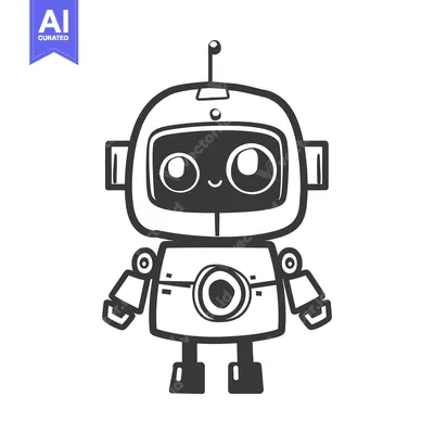 Aset premium populer: A cartoon robot with large eyes and a small antenna