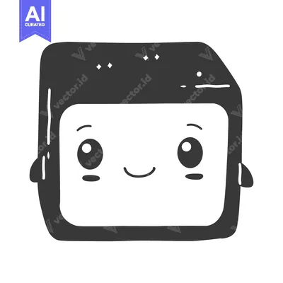 A Cartoon Square with Big Eyes and a Smile