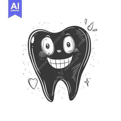 A Cartoon Tooth With A Big Smile And Shiny Eyes