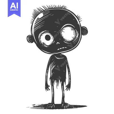 Aset premium populer: A Cartoon Zombie Child With One Eye