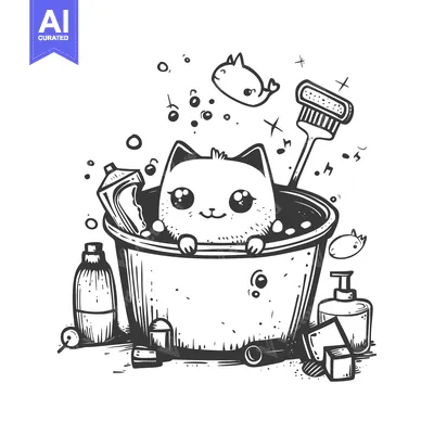 A Cat Bathing in a Bucket with Soap and a Brush