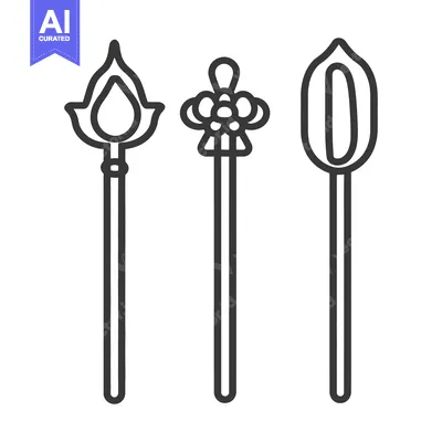 Popular premium asset: Three stylized decorative scepters displayed with different ornate top