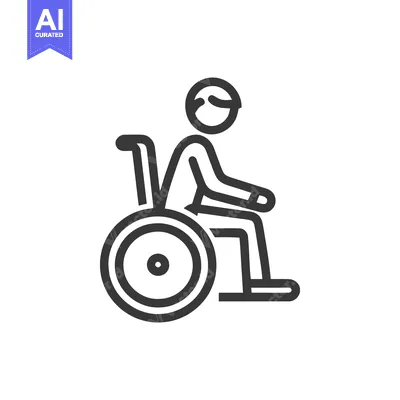 Premium design asset: Minimalist Wheelchair Icon: Accessibility Symbol in Bold Line Art Desi