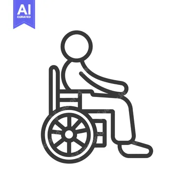 Aset premium populer: A simple outline drawing of a person in a wheelchair