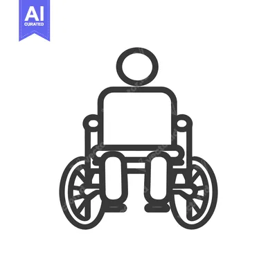 Aset premium populer: A simple line drawing depicting a person in a wheelchair
