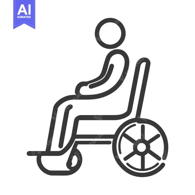 Aset premium populer: A minimalist outline of a person seated in a wheelchair