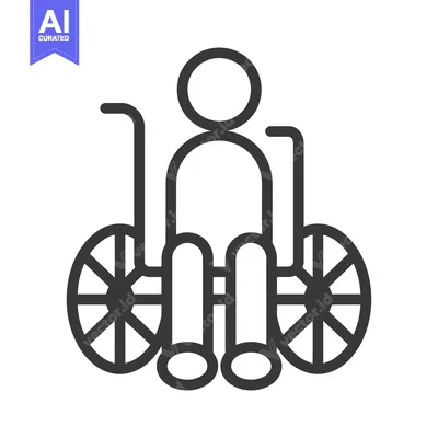 Aset desain premium: Simple depiction of a person sitting in a wheelchair for mobility