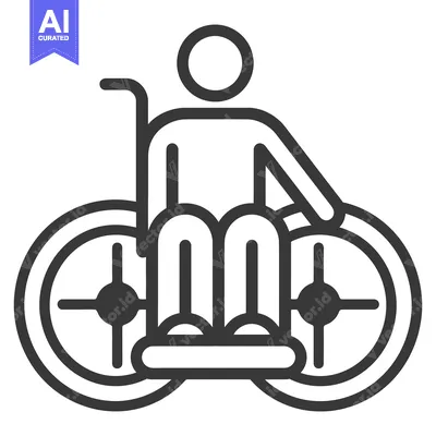 A graphic depiction of a person seated in a wheelchair