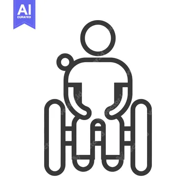 Aset premium populer: A simple black line drawing of a person in a wheelchair