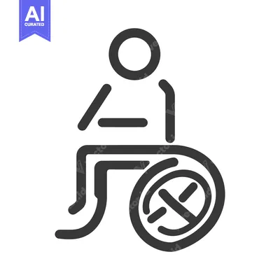 Premium design asset: Black and white icon representing a person using a wheelchair