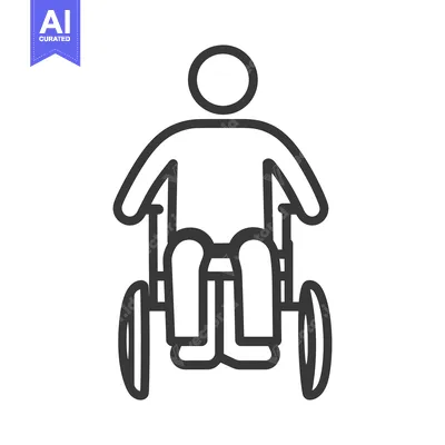 Popular premium asset: A minimalist black and white illustration of a person in a wheelchair