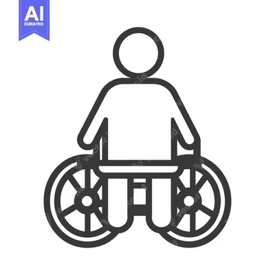 Aset desain premium: A simple line drawing of a person in a wheelchair