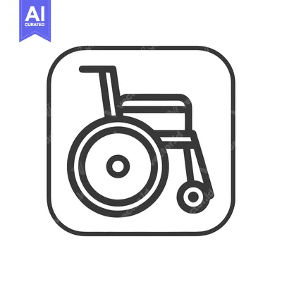 Aset desain premium: Wheelchair Icon in Rounded Square, Accessibility Symbol, Vector Graphi