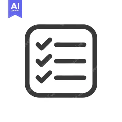 Aset desain premium: Completed Checklist Icon with Checkmarks and Lines in Dark Gray