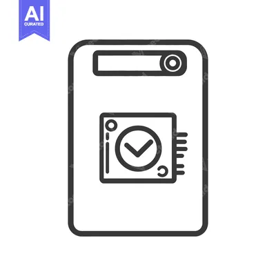 Aset desain premium: A rectangular device with a checkmark verification icon displayed