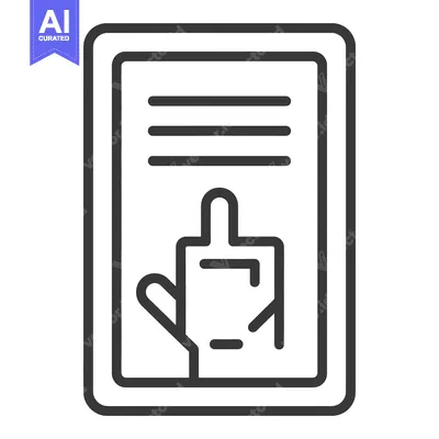 Aset desain premium: A digital display depicting finger pointing at a document symbol