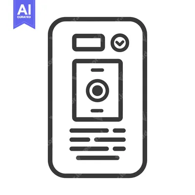 Premium design asset: A rectangular device featuring a camera and checkmark symbol