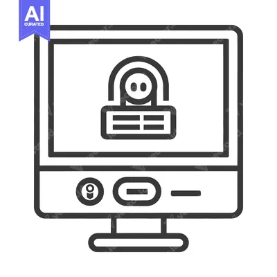 Aset desain premium: A Computer Monitor Displaying A Lock Symbol Securely Online