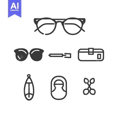 Popular premium asset: Assortment of glasses sunglasses cases and jewelry icons are depicted