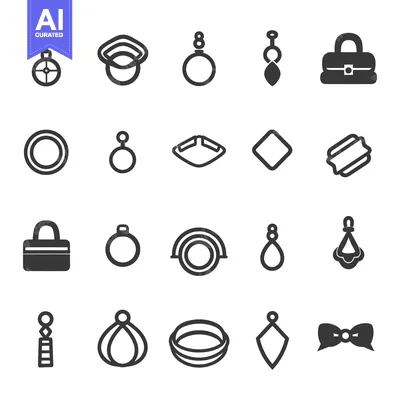 Aset desain premium: Simple vector illustrations of various fashionable accessories and jew