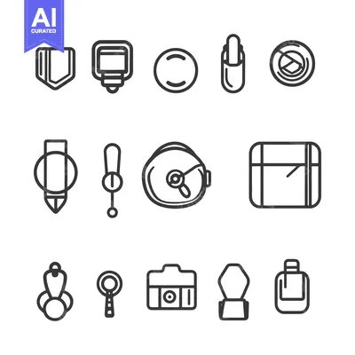 Collection of various outline icons displayed with monochrome tones
