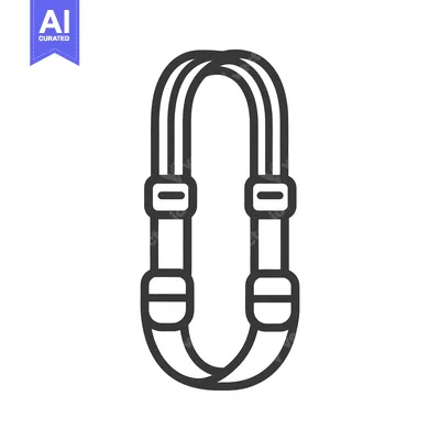 A graphical representation of a looped strap with connectors on it