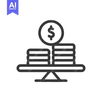 Aset desain premium: Balanced Finances: Dollar Coin and Stacks on Scales Icon