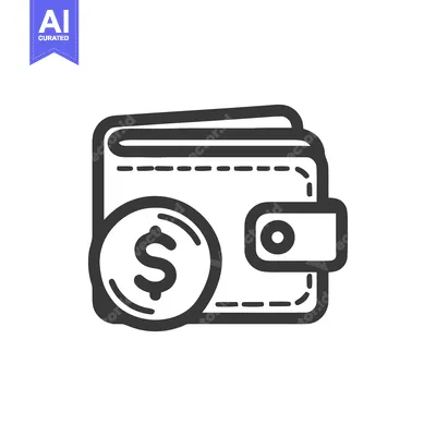 Aset desain premium: Minimalist Wallet Icon with Dollar Coin, Finance Symbol